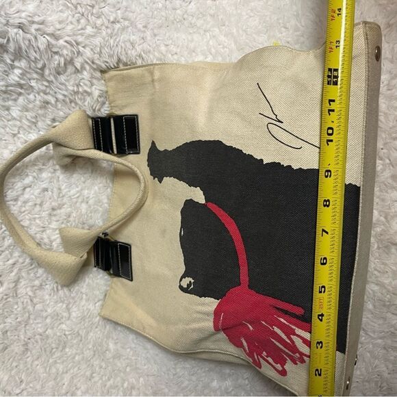 JASON WU Black Cat Canvas Cream TOTE BAG. - Picture 9 of 15